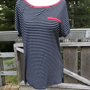 Robin-K Dark Navy with Pink Accent Blouse